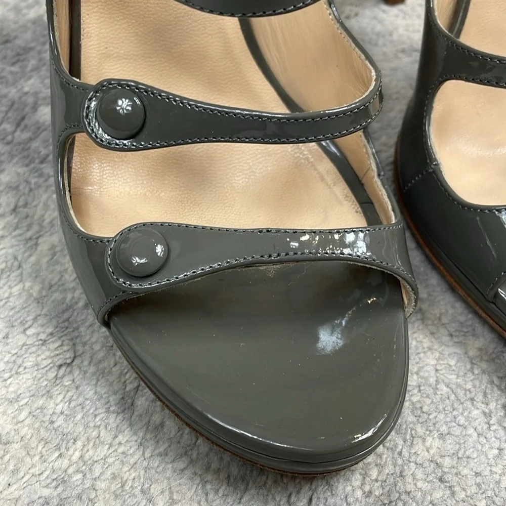 Loriblu Patent Leather Strappy Cage Heels Gray Stiletto Tall Italy Sz 39